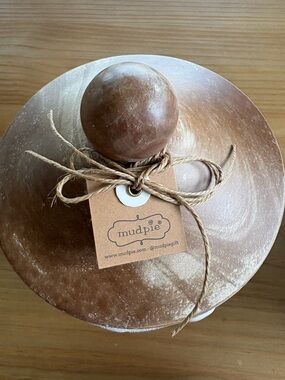 Mud Pie Rustic Brown Wooden Pedestal Canisters with Twine Accent 3 of them! SET